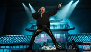 The pop star singing in the live concert