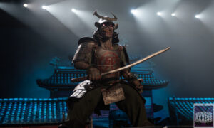 The Iron maiden on the stage with a sword