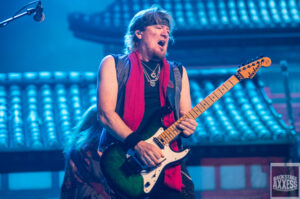 A singer is performing in a concert